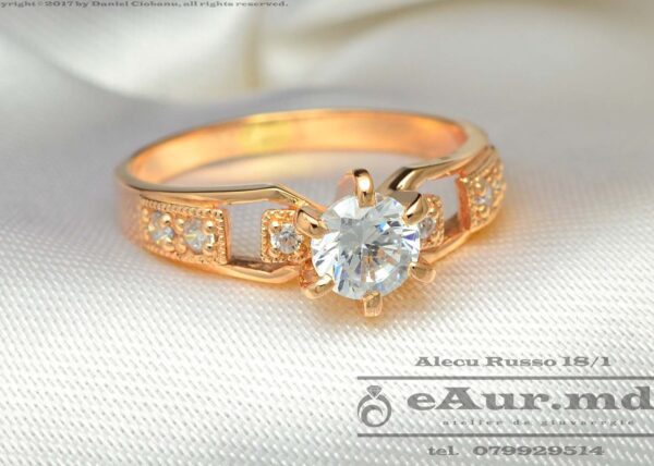 model inel de cerere de casatorie cu diamant din aur 14 carate