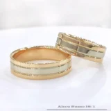 verighete bicolore din aur alb și aur roșu late pentru mire și mireasă disponibile în Chișinău Moldova
